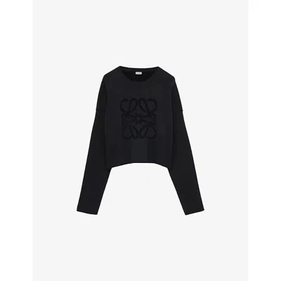 Loewe Wool-blend Anagram Sweater In Black