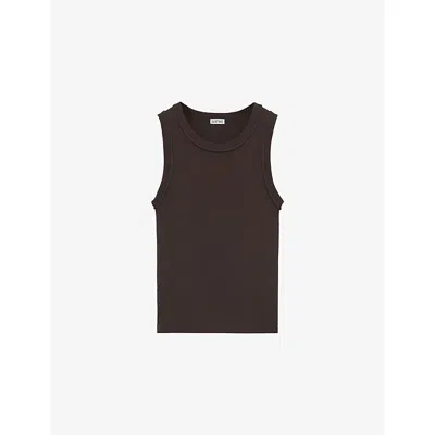Loewe Ribbed Viscose-blend Tank Top In Brown