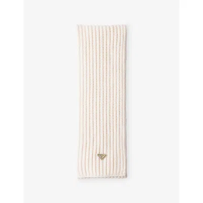 Prada Womens  Wool Knitted Wool Scarf In Neutral