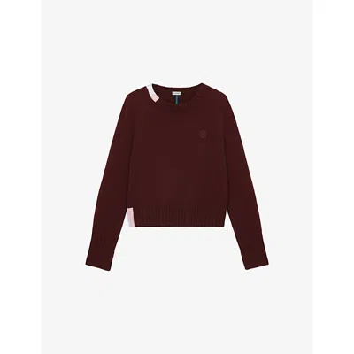 Loewe Womens  Brand-embroidered Cashmere-blend Jumper In Red