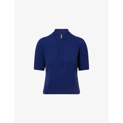 Me And Em Womens  Puff-sleeve Cashmere T-shirt In Blue