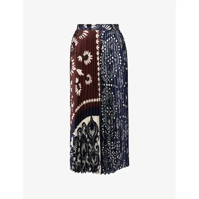 Weekend Max Mara Omens  Printed Twill Woven Midi Skirt In Multi