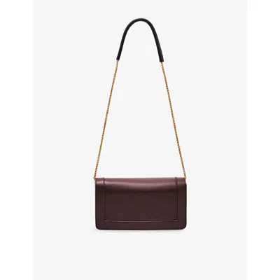 Reiss Womens  Talia Leather Cross-body Bag In Burgundy