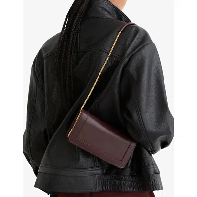 Reiss Womens  Talia Leather Cross-body Bag In Burgundy