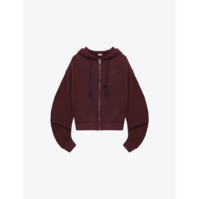 Loewe Cotton-cashmere Flamenco Zip-up Hoodie In Burgundy