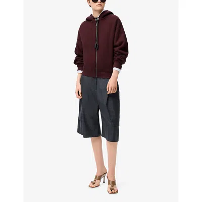 Loewe Cotton-cashmere Flamenco Zip-up Hoodie In Burgundy