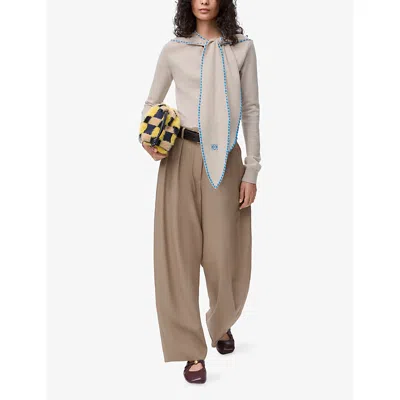 Loewe Wool-blend Barrel Double-pleated Trouser In Neutral