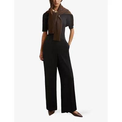 Reiss Womens  Margeaux Wide-leg Stretch-woven Trousers In Black