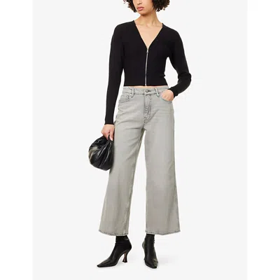 Good American Women's V-neck Front Zipper Sweater In Multi