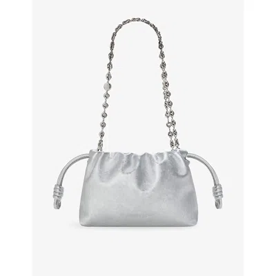 Loewe Womens  Flamenco Metallic Mini Leather Clutch Bag In Transparent