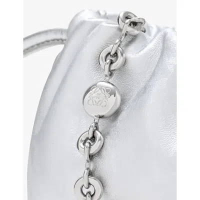 Loewe Womens  Flamenco Metallic Mini Leather Clutch Bag In Transparent