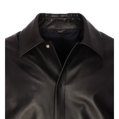 Fendi Pointed-collar Leather Jacket In Multi
