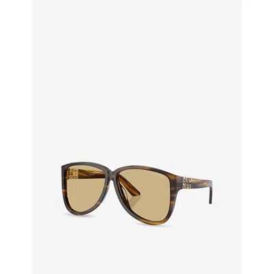 Miu Miu A08s Pilot-frame Acetate Sunglasses In Brown