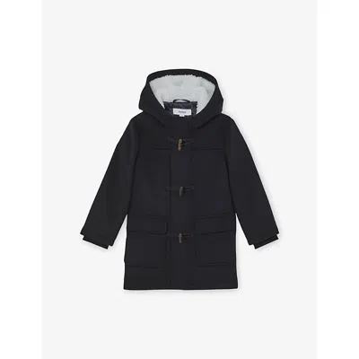 Reiss Osmund Hooded Wool-blend Duffle Coat In Black