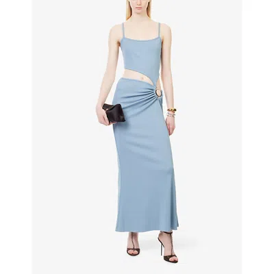 Christopher Esber Womens  Separation Tank Cut-out Stretch-knit Midi Dress In Blue