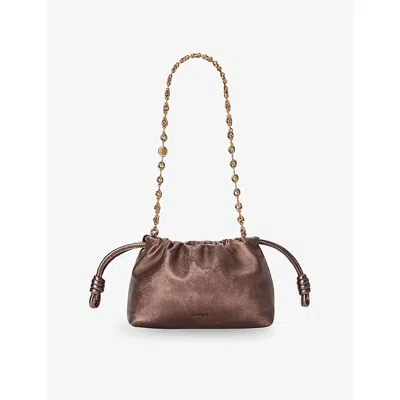 Loewe Womens  Mini Flamenco Leather Shoulder Bag In Brown