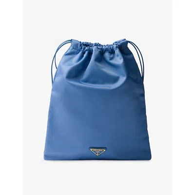 Prada Drawstring Clutch Bag In Blue