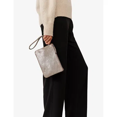 The White Company S  Sparkle Suede Clutch Bag In Gray