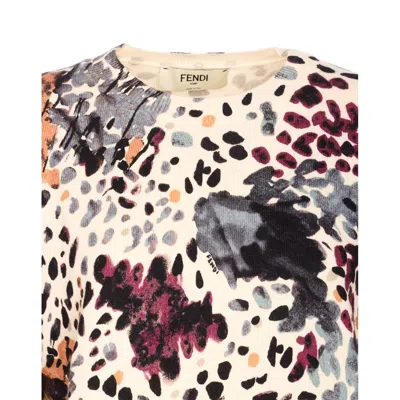 Fendi Wool And Cashmere Moth-print Pullover Clothing In Multi