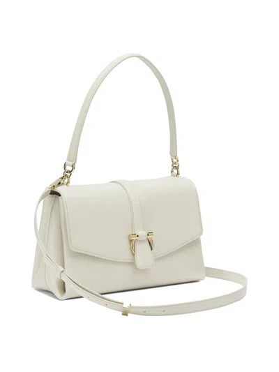 Ferragamo Leather Shoulder Bag With Flap Shoulder Bags White In White