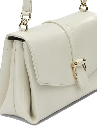 Ferragamo Leather Shoulder Bag With Flap Shoulder Bags White In White