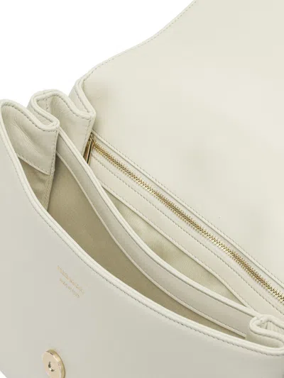 Ferragamo Leather Shoulder Bag With Flap Shoulder Bags White In White