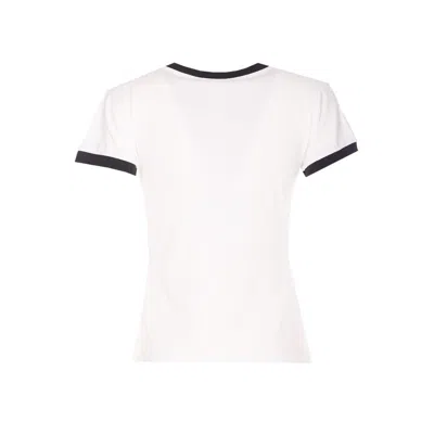 Ganni Women White Crewneck T-shirt With Maxi Print On The Front In Cotton Woman In Multi