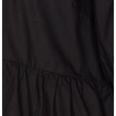 Ganni Poplin Front-tie Peplum Blouse With Puffed-sleeves In Black