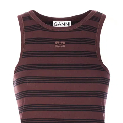 Ganni Women Stripe Rib Tank Top In Multi