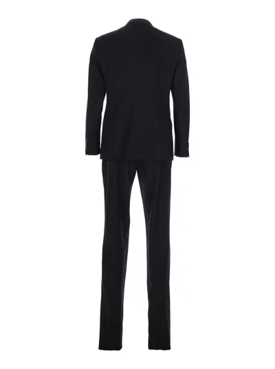 Giorgio Armani Men Black Single-breasted Suit With Classic Lapels In Wool Man In Black