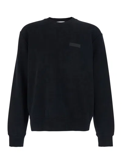 Givenchy Men Black Crewneck Sweatshirt With Logo Patch On The Front In Cotton Man In Black