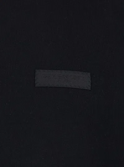 Givenchy Men Black Crewneck Sweatshirt With Logo Patch On The Front In Cotton Man In Black