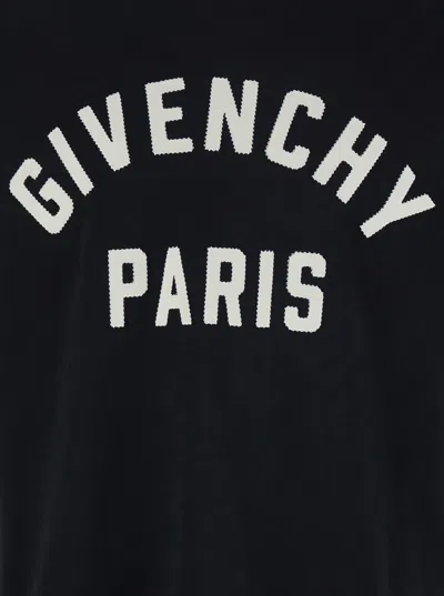 Givenchy Men Black Crewneck T-shirt With Maxi Logo Lettering On The Front In Cotton Man In Black