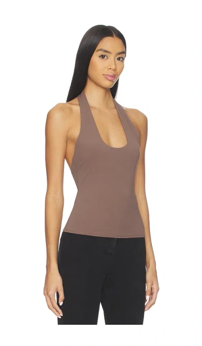 Eaves Simeon Halter Top In Brown