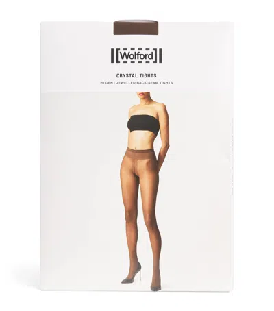 Wolford Crystal Back-seam 20 Tights In Brown