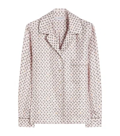 Max Mara Long Sleeve Top All Over Print Nylon In Pink