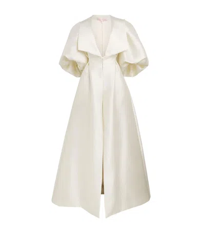 Sabina Bilenko Satin Twill Martina Opera Coat In Silver