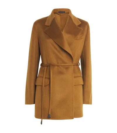 Brioni Cashmere Wrap Jacket In Brown