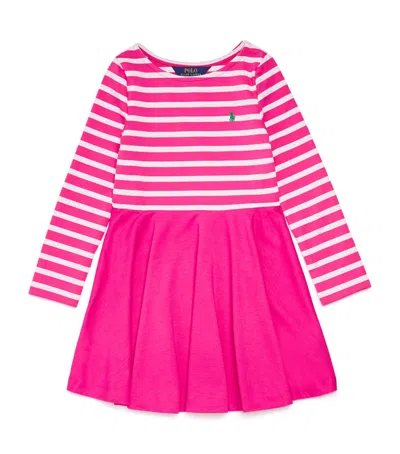 Ralph Lauren Jersey Stripe Day Dress In Pink