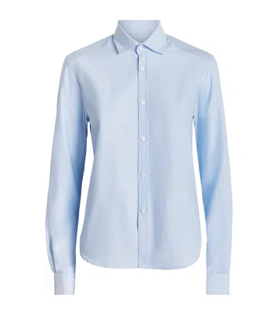 With Nothing Underneath Cotton Oxford Classic Shirt In Blue