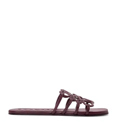 Loewe Leather Petal Anagram Sandals In Burgundy