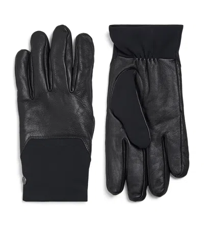 Canada Goose Leather-trim Mixed Media Gloves In Brown