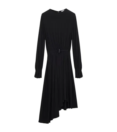 Loewe Draped Asymmetric Midi Dress In Black