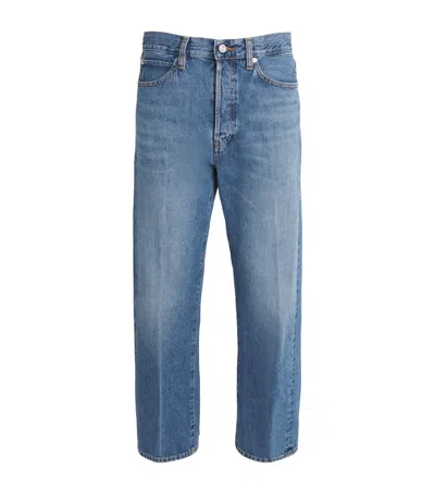 Frame Vertical Crop Straight Jeans In Blue