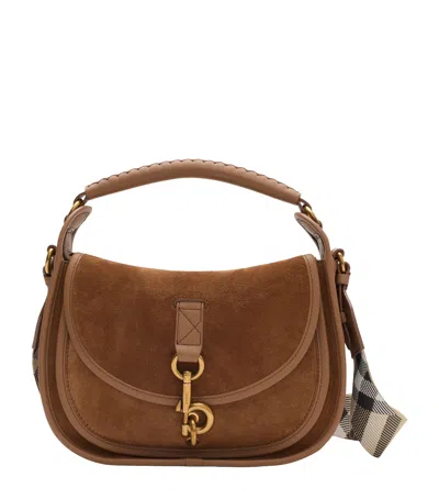 Burberry Small Calfskin B Clip Messenger Bag In Brown