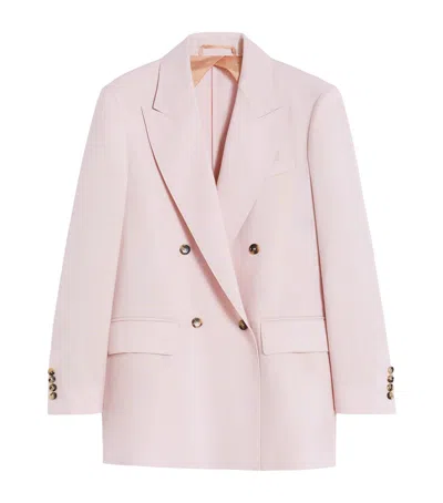 Max Mara Virgin Wool-mohair-silk Double-breasted Blazer In Neutral