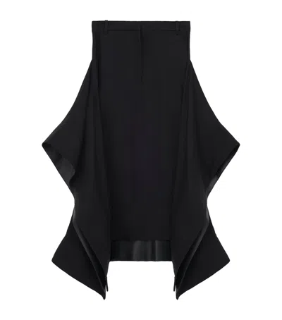 Loewe Leather-trim Side-pleat Midi Skirt In Black