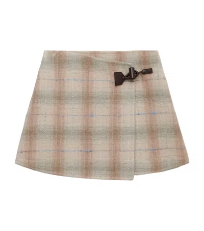 Loewe Wool-blend Check Mini Skirt In Nude