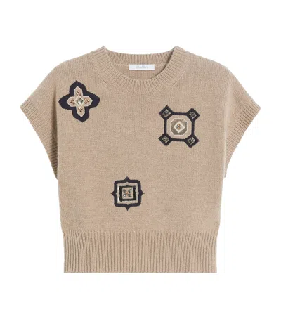 Max Mara Wool-cashmere Sweater Vest In Nude