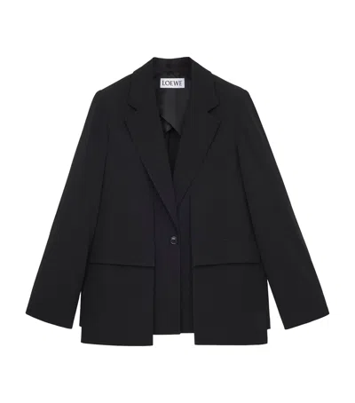 Loewe Wool Deconstructed Blazer In Black